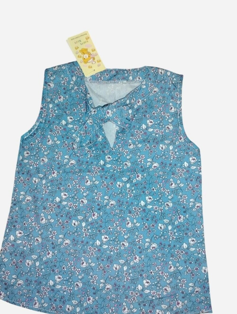 Floral Sleeveless Blouse with Bow Detail – Size 7/8 NWT